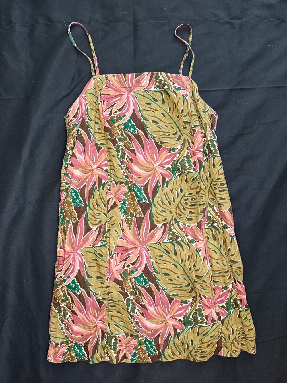 madewell golden mini dress 100% linen